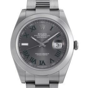 ロレックス デイトジャスト41 126300 オイスターブレス グレー/グリーンローマ